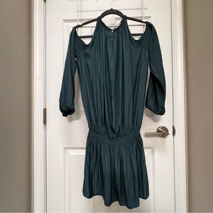 RAMY BROOK Lauren Spruce Green/Teal Cold Shoulder Long Sleeve Dress